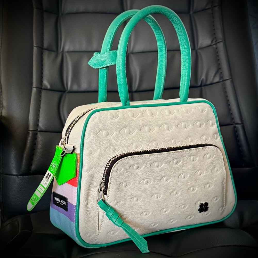 Min & Mon Cream Bag with Patterned Interior